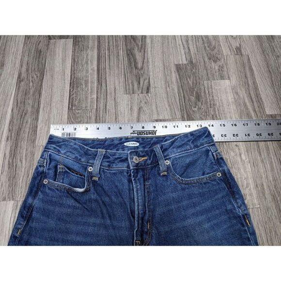 (3/$35) Old Navy Size 0 Pockets Whiskered Straight Leg Cropped Denim Blue Jeans - Picture 6 of 10